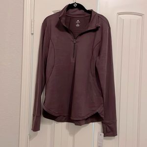 Apana dry fit 1/4 zip down shirt, size large, Heathered purple NWT